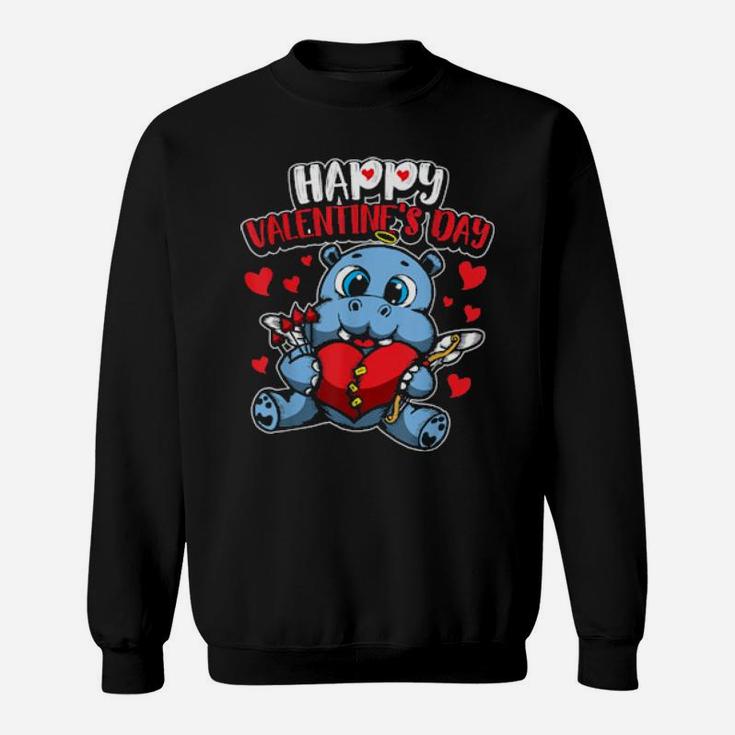 Valentine's Hippo Sweet Cupid Animals Sweatshirt