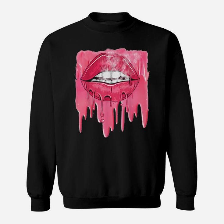 Valentines Pink Dripping Melting Lips Sweatshirt