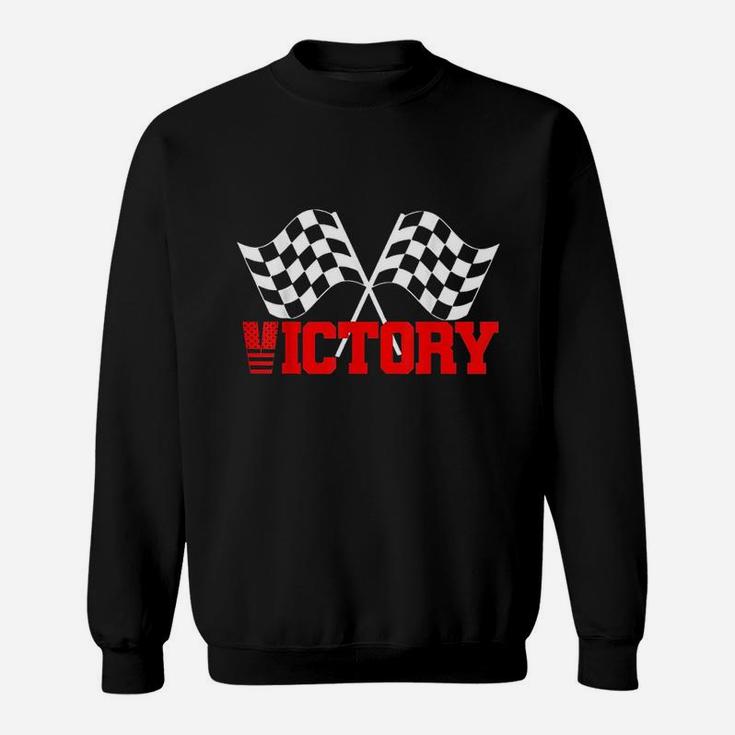 Victory Checkered Red N White Flag Race Car Sweatshirt