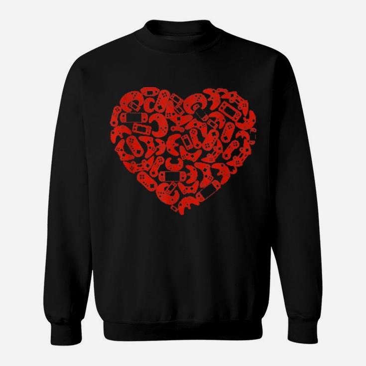 Video Game Controller Heart Valentine's Day Gamer Gaming Sweatshirt