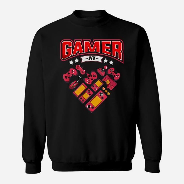 Video Gamer At Heart Gift Mens Boys Valentines Day Sweatshirt