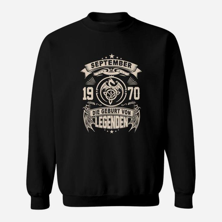 Vintage 1970 Geburtstags-Sweatshirt, September Legenden Edition