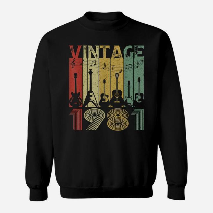 Vintage 1981 Tee 39Th Birthday Gifts Guitarist Guitar Lover Sweatshirt