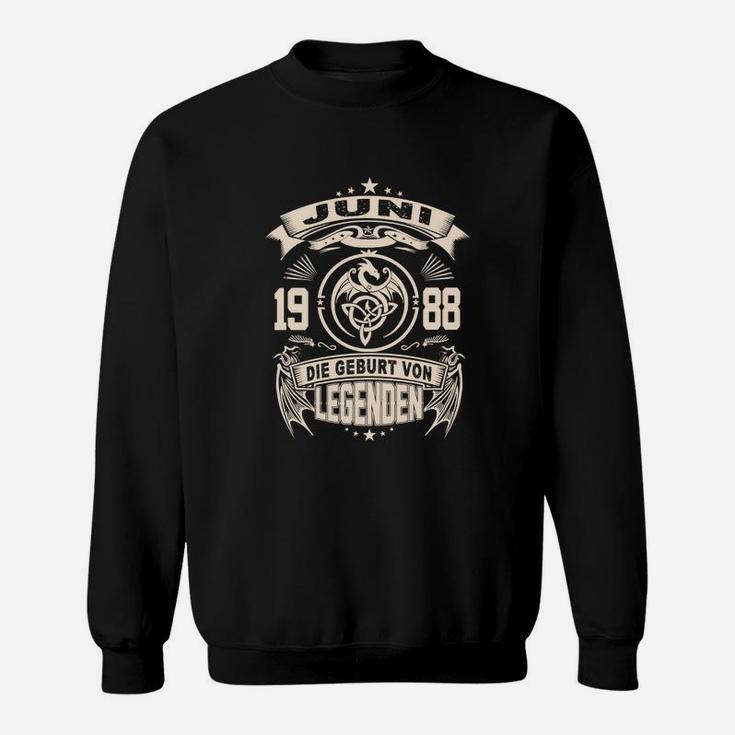 Vintage 1988 Legenden Sweatshirt, Retro Juni Geburtsjahr Design