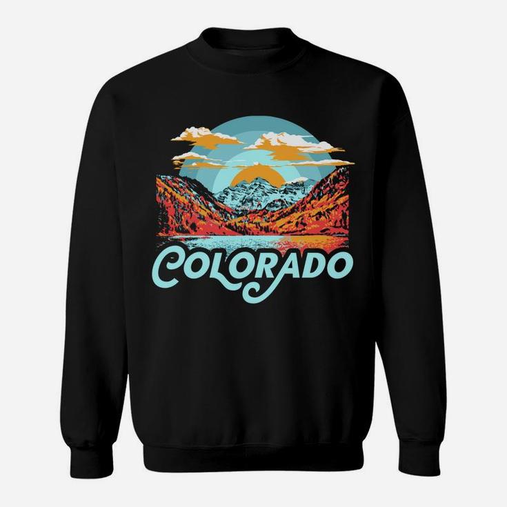 Vintage 80'S Vibe Colorado Maroon Bells Retro Mountains Sweatshirt