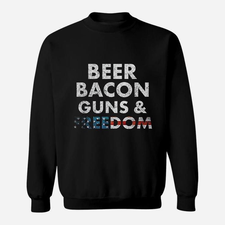 Vintage Beer Bacon Freedom Funny 4Th Of July Sweatshirt