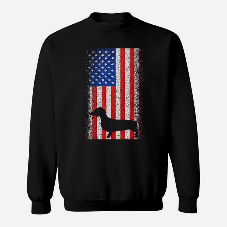 Vintage Dachshund America Flag Patriotic 4Th Of July Gift Sweatshirt