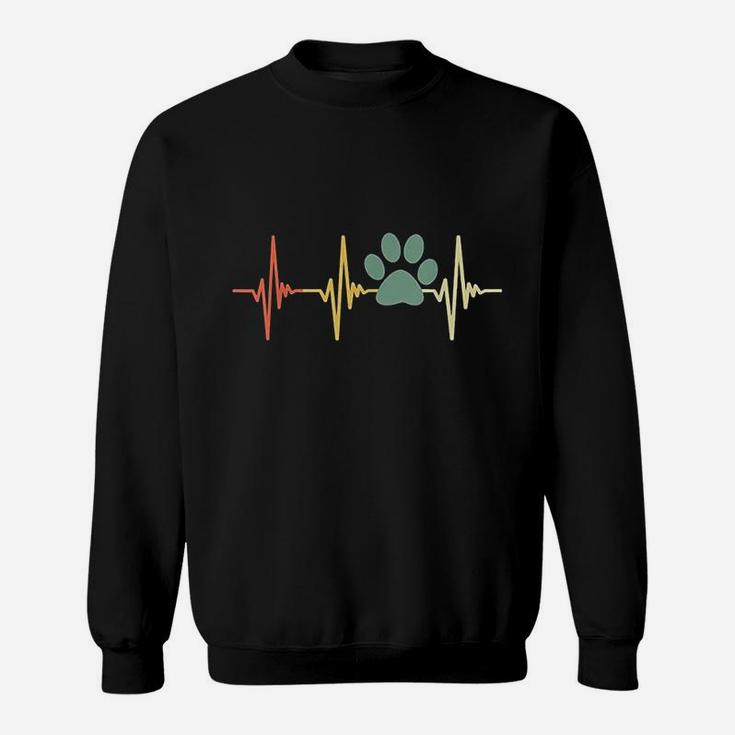 Vintage Dog Heartbeat Retro Paw Print Love Dogs Sweatshirt