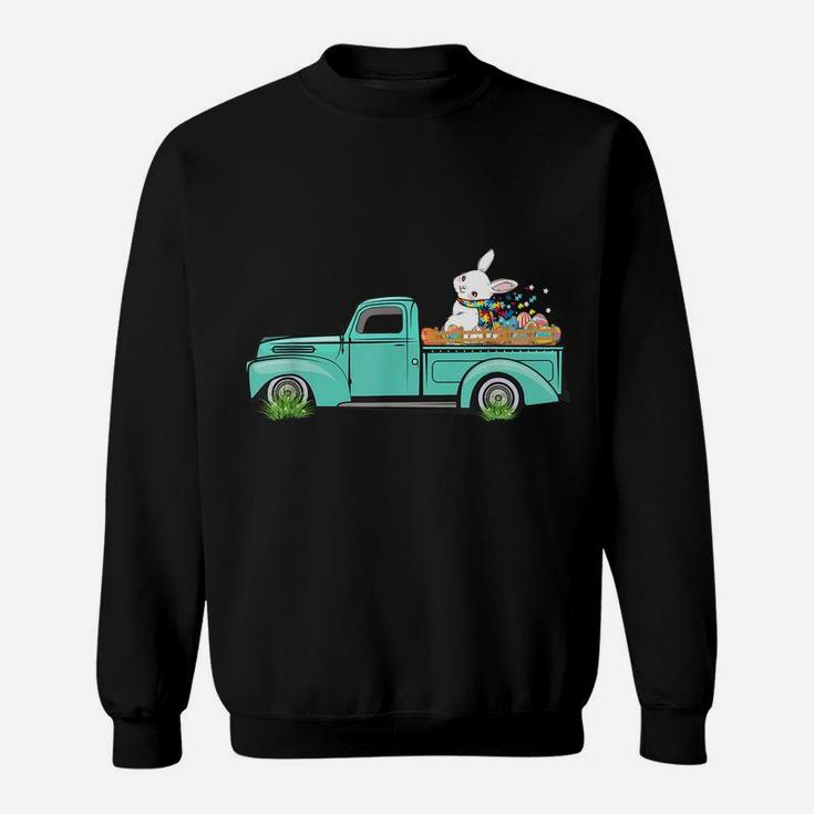 Vintage Easter Truck Bunny Eggs Hunting Autism Awareness Tee Sweatshirt