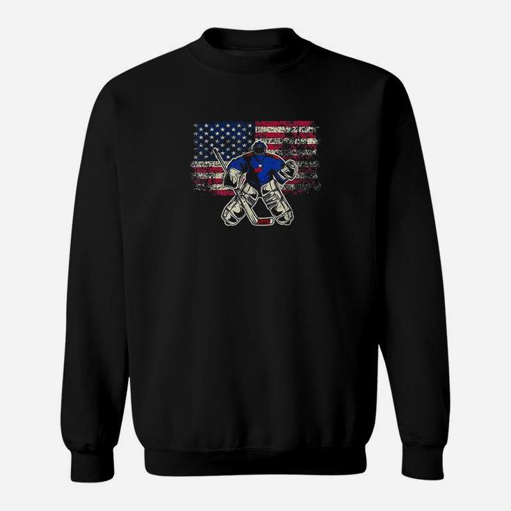Vintage Ice Hockey Goalie Usa Flag Gift For Goalie Sweatshirt