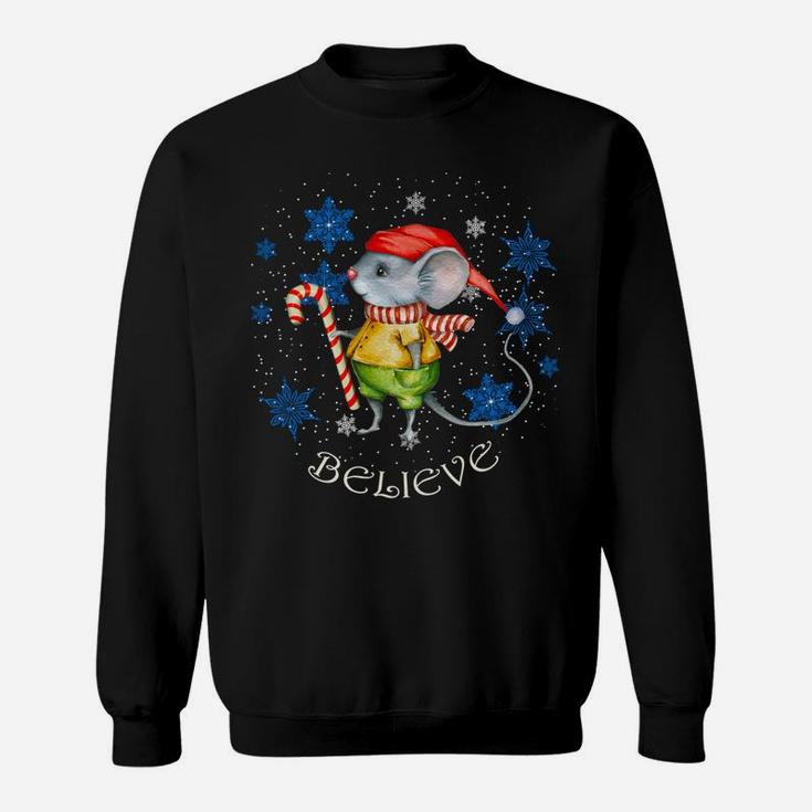 Vintage Mouse With Candy Cane Holiday And Christmas Sweatshirt Sweatshirt