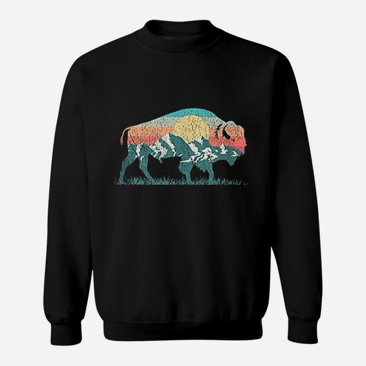 Vintage National Park Bison Landscape Buffalo Sweatshirt