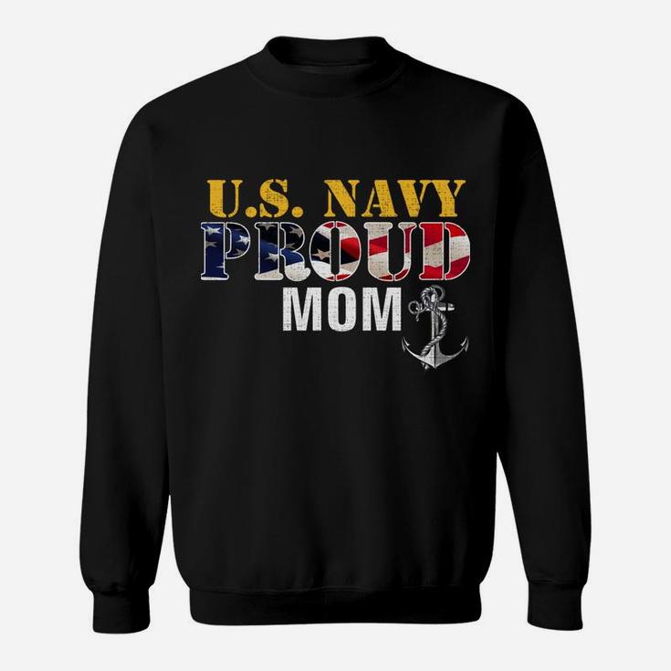 Vintage Navy Proud Mom With US American Flag Gift Sweatshirt