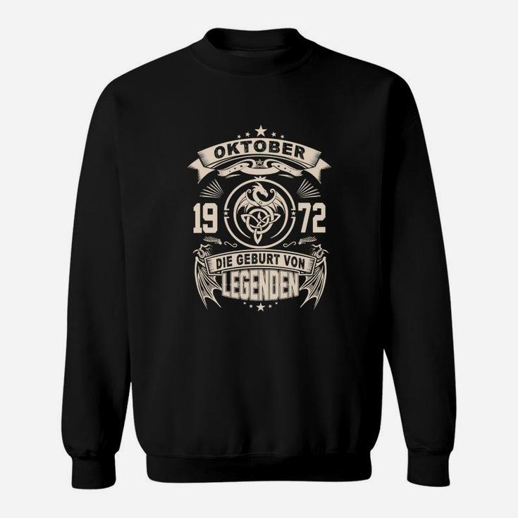 Vintage Oktober 1972 Legenden Geburt Sweatshirt, Retro Design