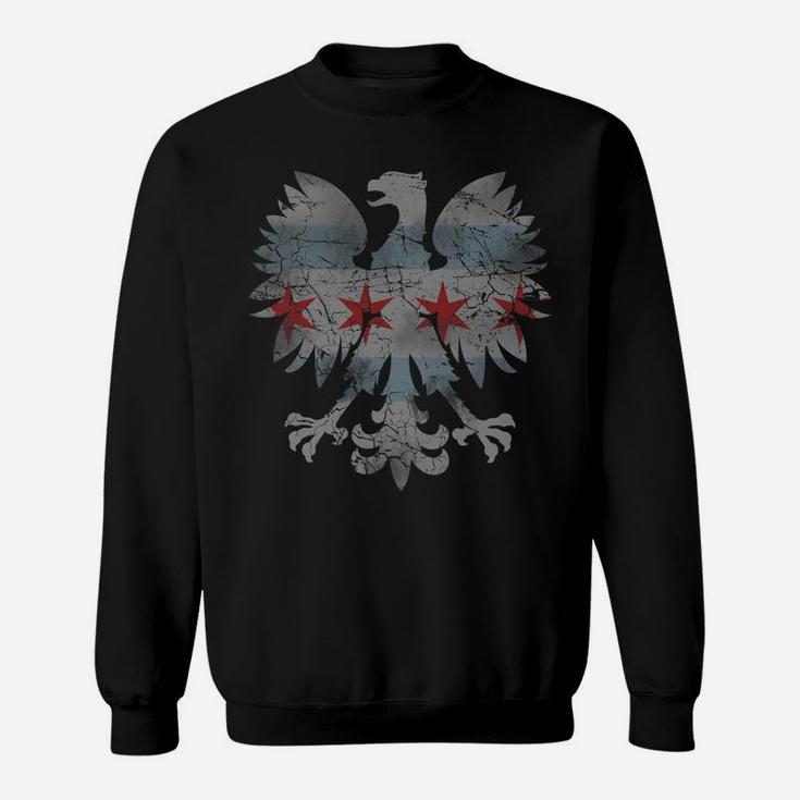 Vintage Polish Eagle Flag Of Chicago Family Heritage Sweatshirt