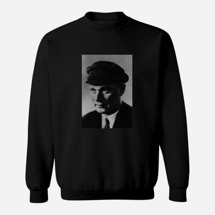 Vintage Portrait Herren Sweatshirt mit Baker Boy Mütze Design, Modisches Oberteil