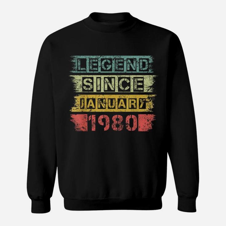Vintage Retro Legend Since January 1980 40Th Birthday Gift Sweatshirt