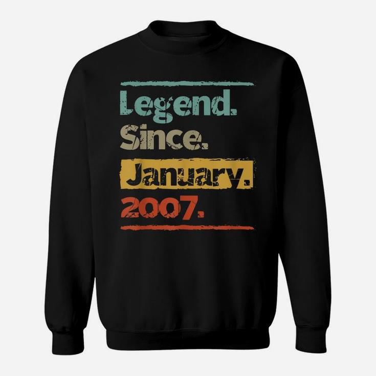 Vintage Retro Legend Since January 2007 13Th Birthday Gift Sweatshirt