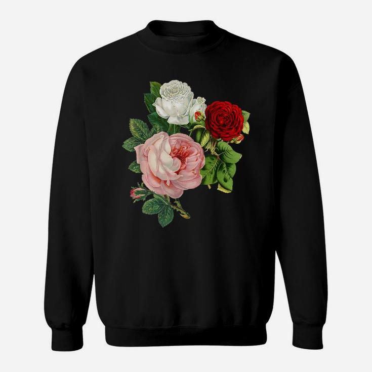Vintage Roses Flower Floral Illustration Blossom Lovers Gift Sweatshirt