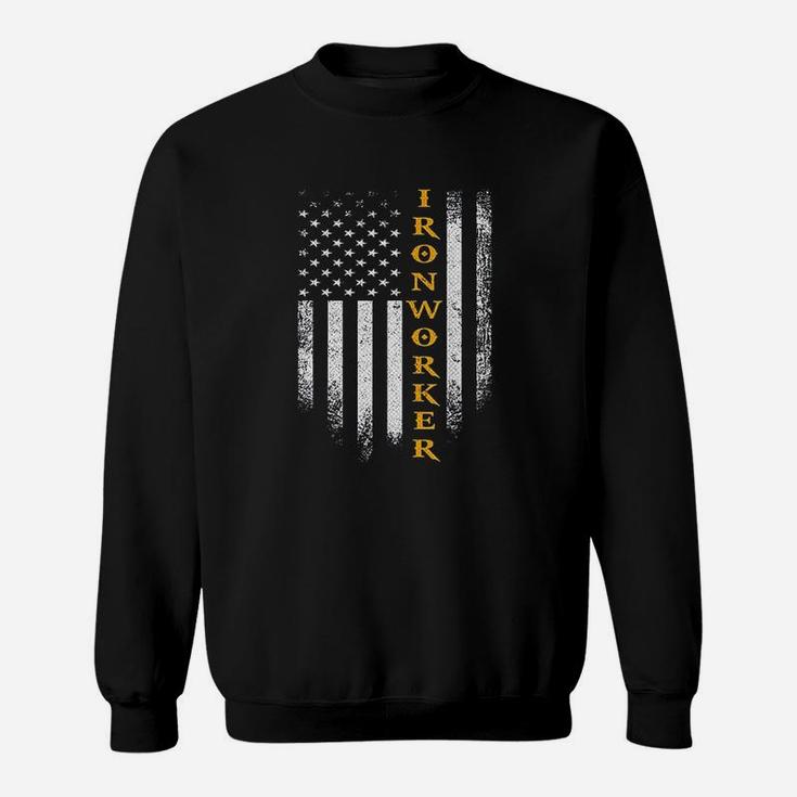 Vintage Usa Ironworker  American Flag Iron Worker Patriotic Sweatshirt