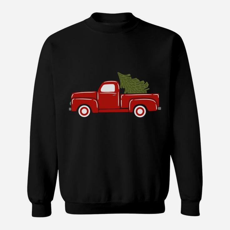Vintage Wagon Christmas Tree Red Retro Farmer Truck Vacation Sweatshirt