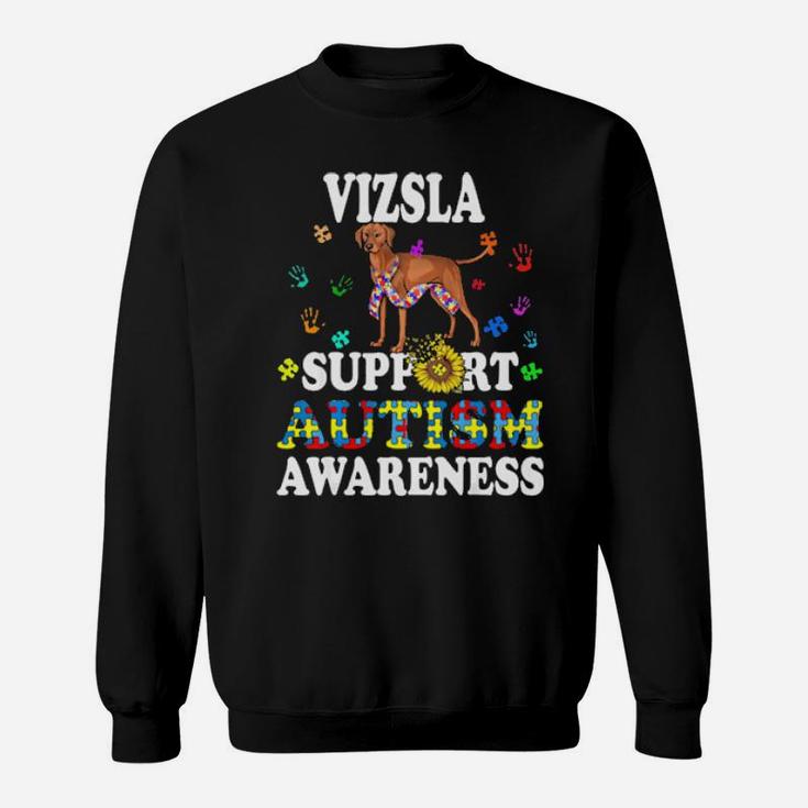 Vizsla Dog Heart Support Autism Awareness Sweatshirt