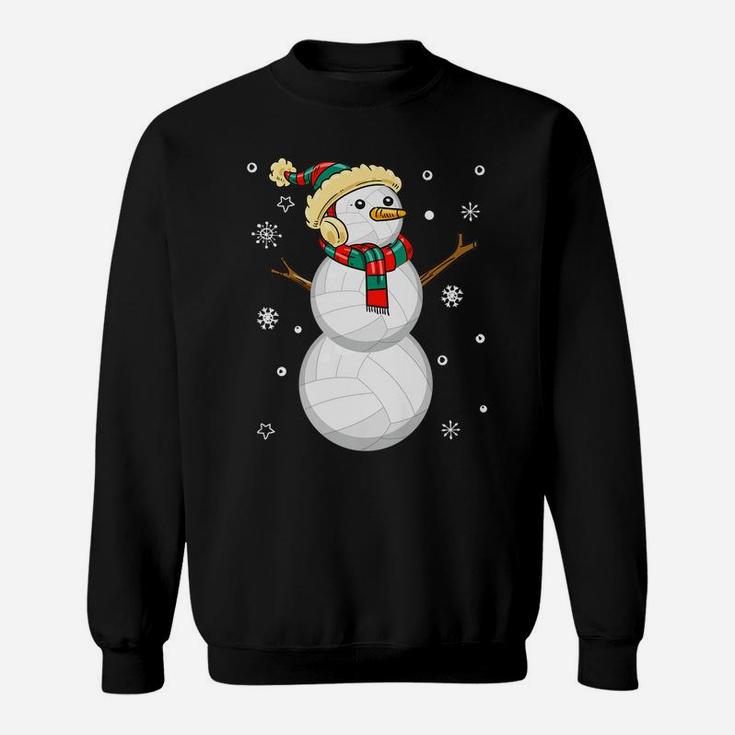 Volleyball Snowman Christmas Gift Tee Xmas Snowmie Santa Tee Sweatshirt
