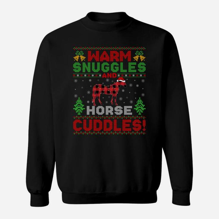 Warm Snuggles And Horse Cuddles Ugly Horse Christmas Sweatshirt Sweatshirt