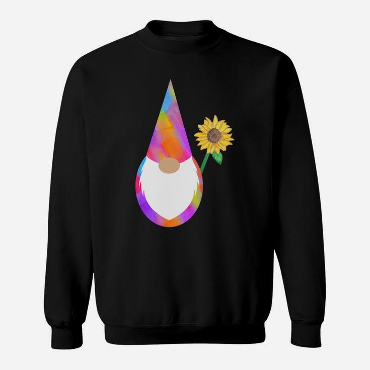 Watercolor Tomte Gnome Boho Hippy Sunflower Tie Dye Sweatshirt Sweatshirt