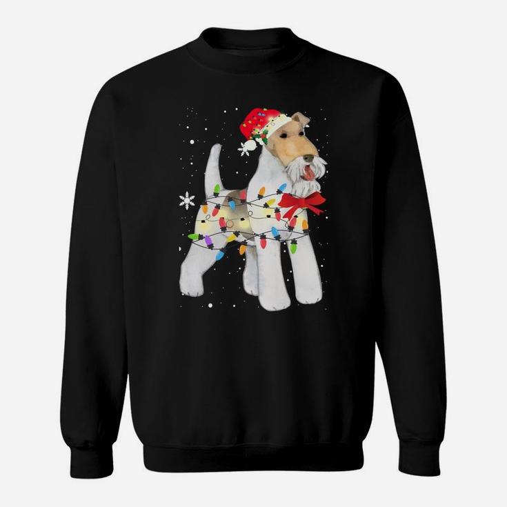 Wire Hair Fox Terrier Dog Christmas Light Xmas Mom Dad Gifts Sweatshirt Sweatshirt