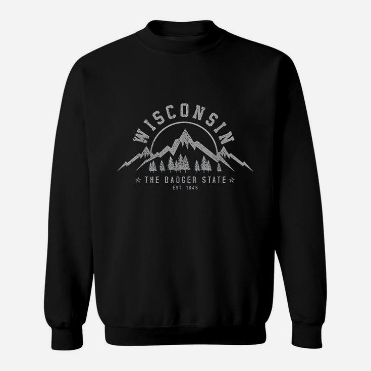 Wisconsin The Badger State Est 1848 Vintage Mountains Gift Sweatshirt