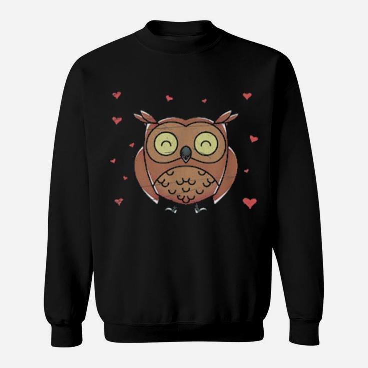 Wise Bird Hearts Valentines Day Animal Love Owl Sweatshirt