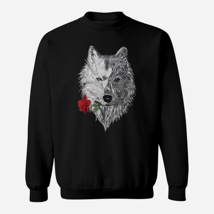 Wolf Mandala Rose Canis Lupus  & Design Sweatshirt
