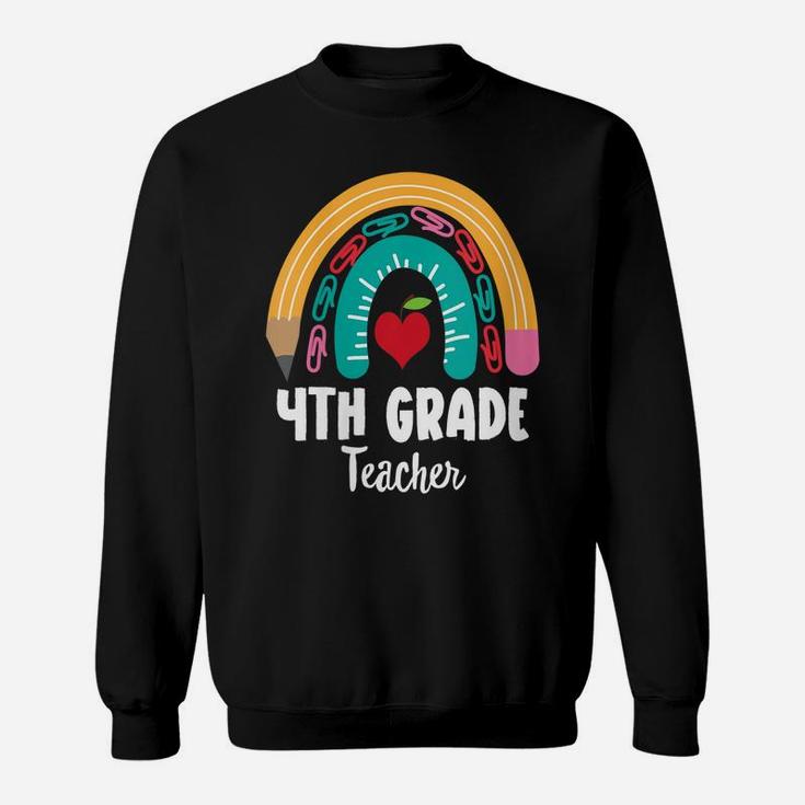 Womens 4Th Grade Teacher, Funny Boho Rainbow For Teachers Sweatshirt