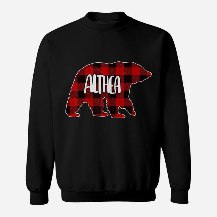 Womens Althea Bear Custom Red Buffalo Plaid Christmas Pajama Sweatshirt