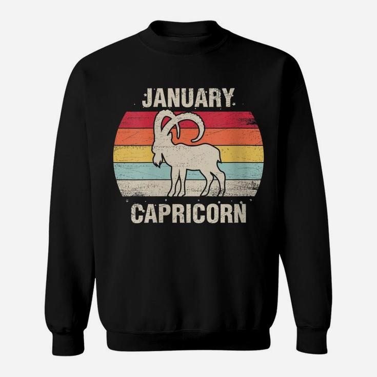 Womens Capricorn January Birthday Gift Retro Sign 70S 60S Sweatshirt