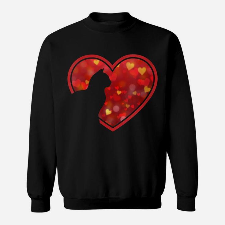 Womens Cat Heart Cute Funny Gift For Cat Lovers Women Men Girl Boy Sweatshirt