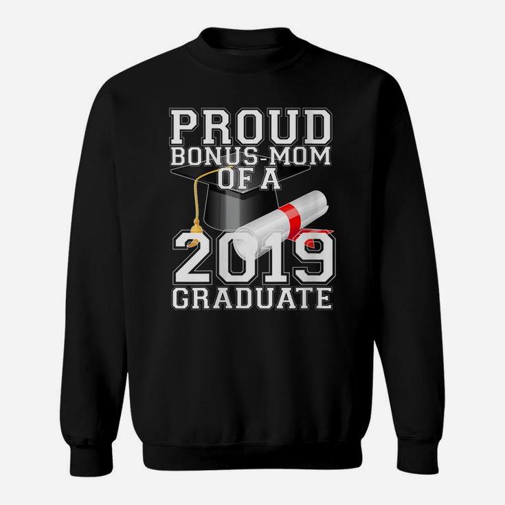 Womens Class Of 2019 Proud Bonus Mom Matching Graduation Varsity Sweatshirt