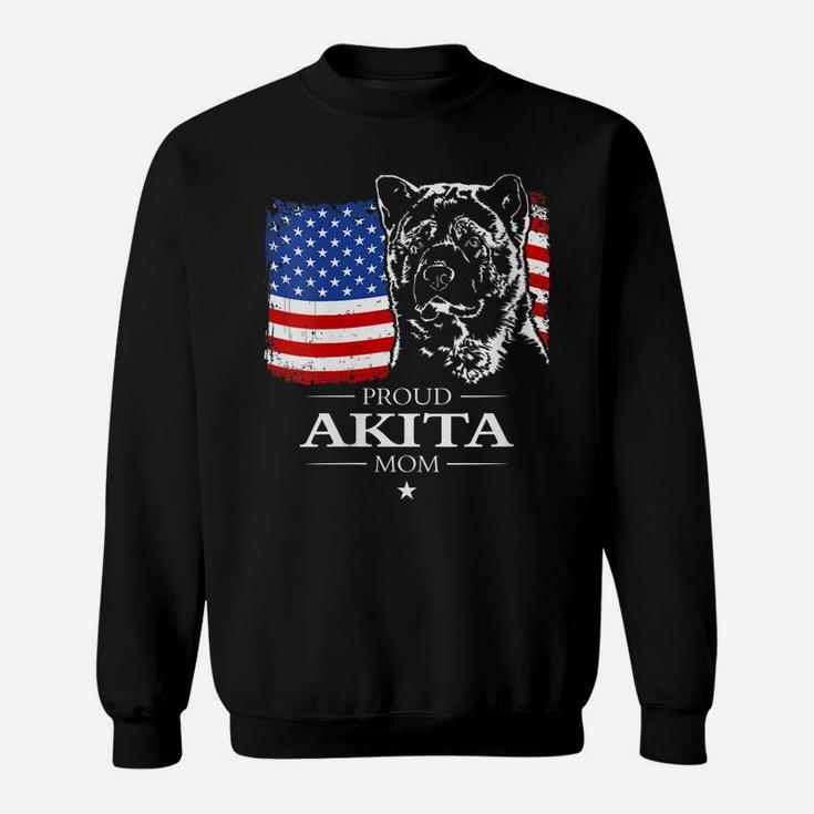 Womens Funny Proud Akita Mom American Flag Patriotic Dog Gift Sweatshirt