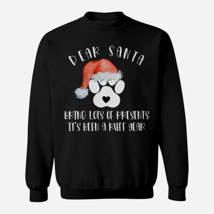 Womens Funny Santa Hat Dog Cat Paw Print Tshirt Christmas Clothes Sweatshirt