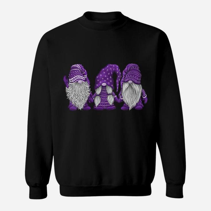 Womens Hanging With Purple Gnomies Santa Gnome Christmas Costume Sweatshirt