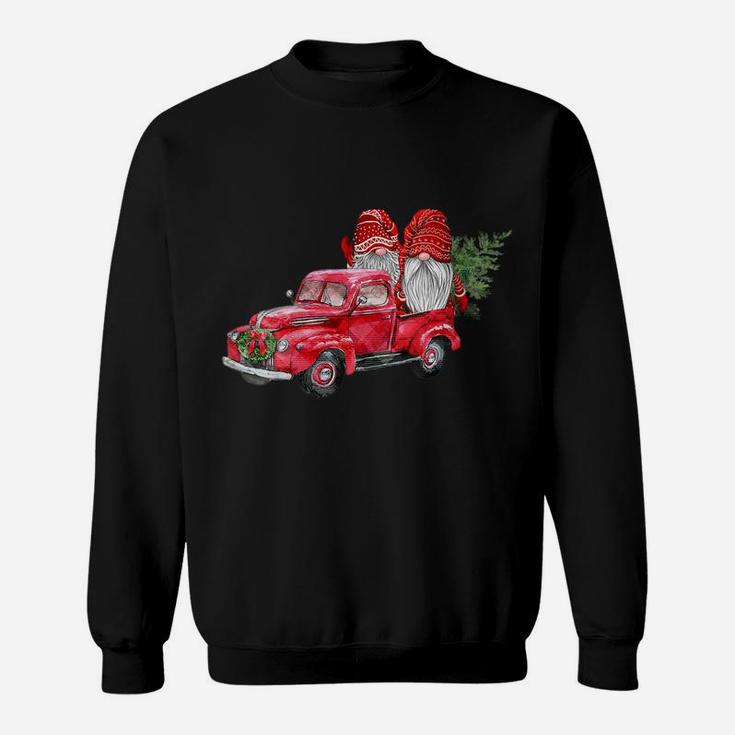 Womens Hanging With Red Gnomies Santa Gnome Christmas Car Sweatshirt