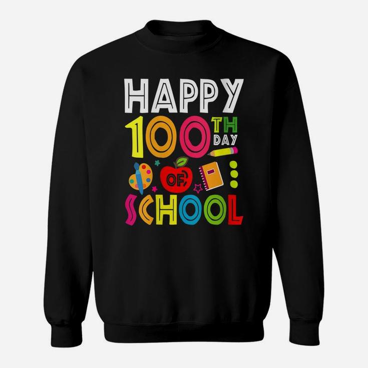 Womens Happy 100Th Day Of School Teacher & Student 100Th Day School Sweatshirt