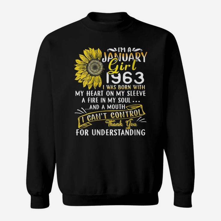 Womens I'm A January Girl 1963 Sunflower 57Th Birthday Gift Sweatshirt