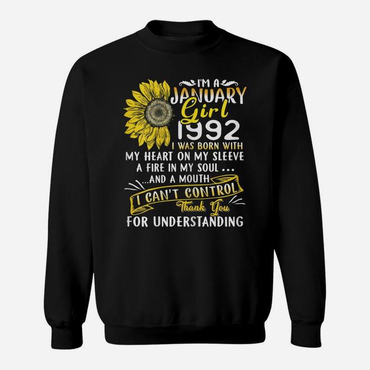 Womens I'm A January Girl 1992 Sunflower 29Th Birthday Gift Sweatshirt