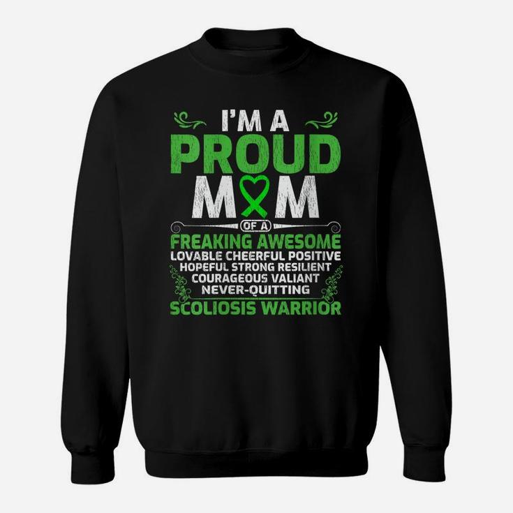Womens I’M A Proud Mom Of A Freaking Awesome Scoliosis Warrior Sweatshirt