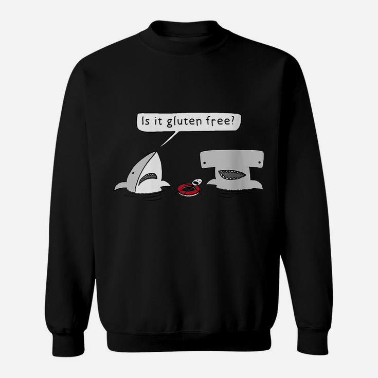 Womens Is It Gluten Free Two Sharks Graphic Sweatshirt