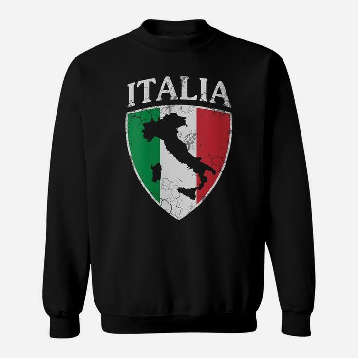 Womens Italia Crest Map Italy Italian Flag Retro Distressed Sweatshirt