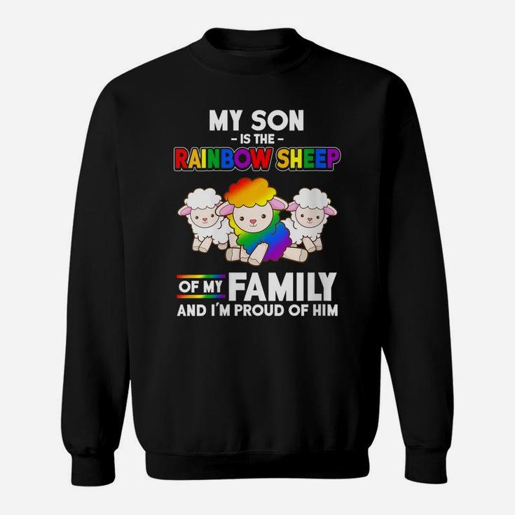 Womens Lgbt My Son Is The Rainbow Sheep Mom Gift Mothers Day Sweatshirt