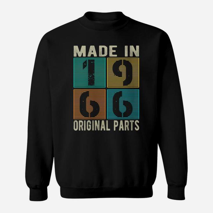 Womens Made In 1966 Vintage Retro Original Parts Born 1966 Birthday Sweatshirt